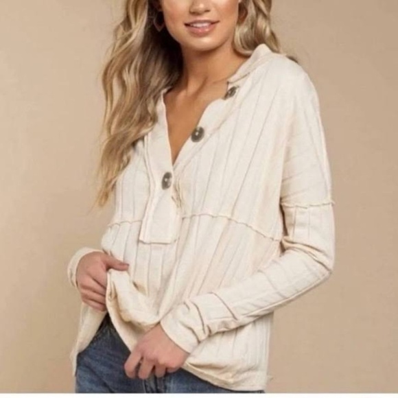 New! Free People We The Free In The Mix Ribbed Henley Pullover Top 33517 - Picture 2 of 11